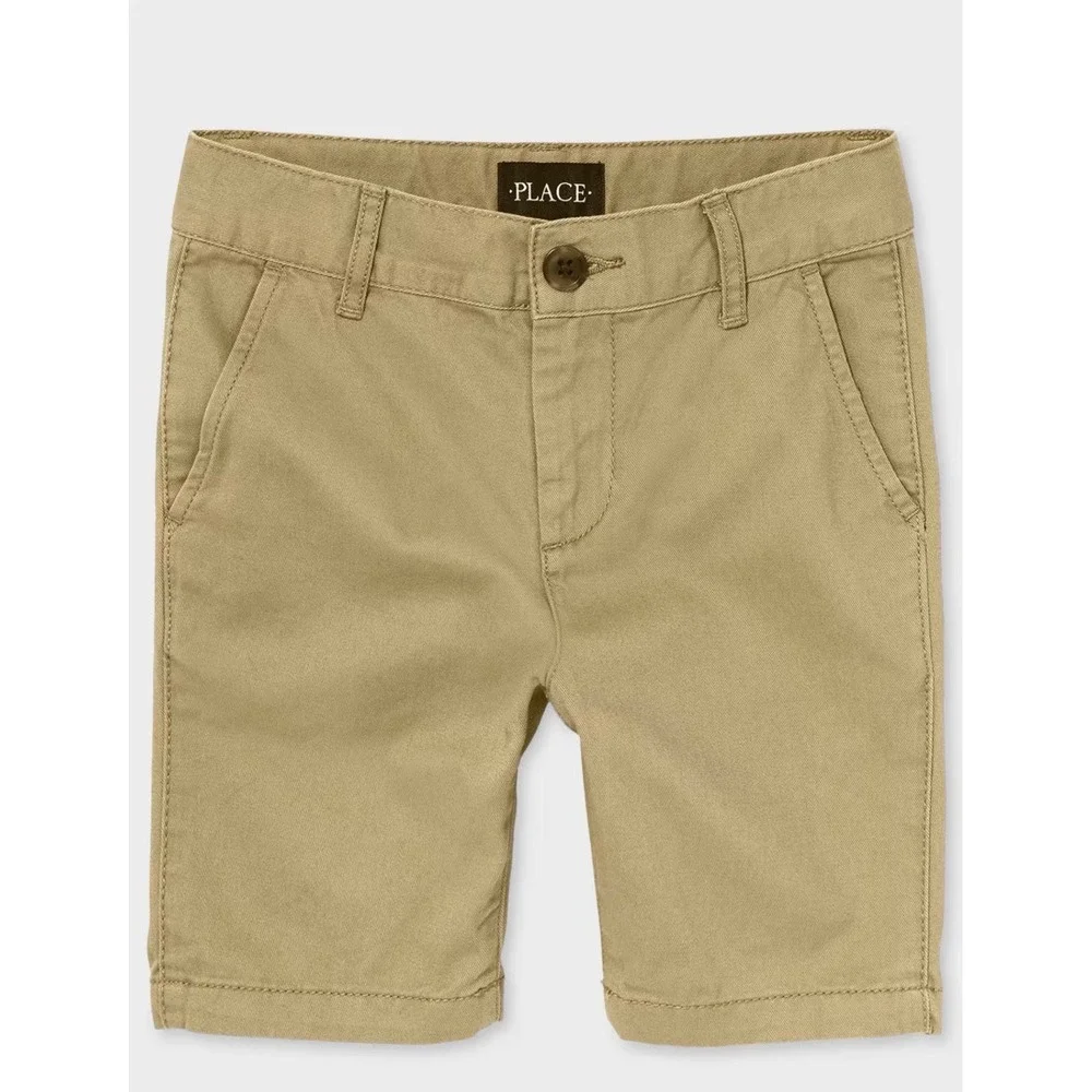 The Children's Place Boys Uniform Stretch Chino Shorts Husky Tan Size 16 Husky
